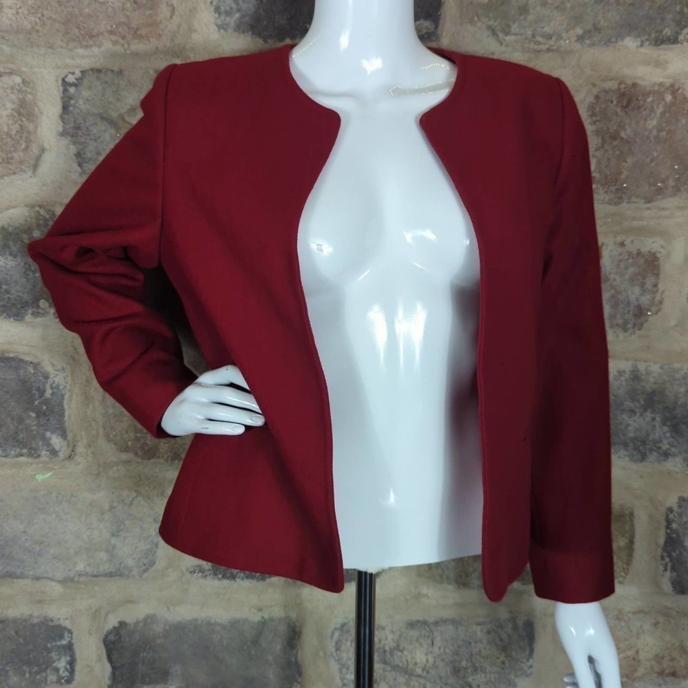 Orvis Vintage Blazer Wool Red Open Front Women's‎ Size 8P Classic Work Wear